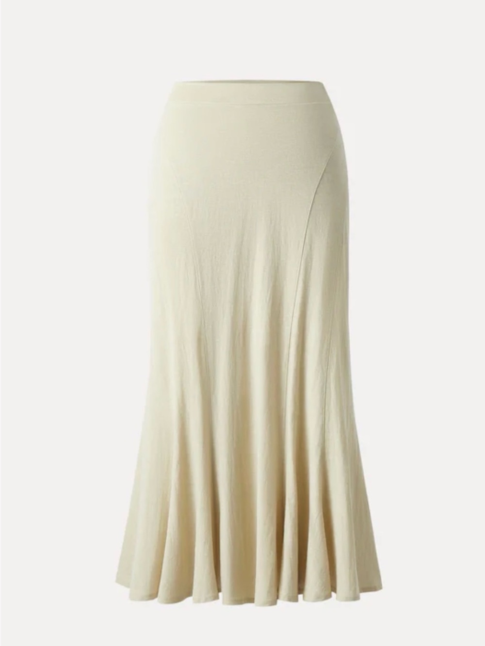 Wrinkle-resistant Cotton-linen Pull-on Midi Skirt
